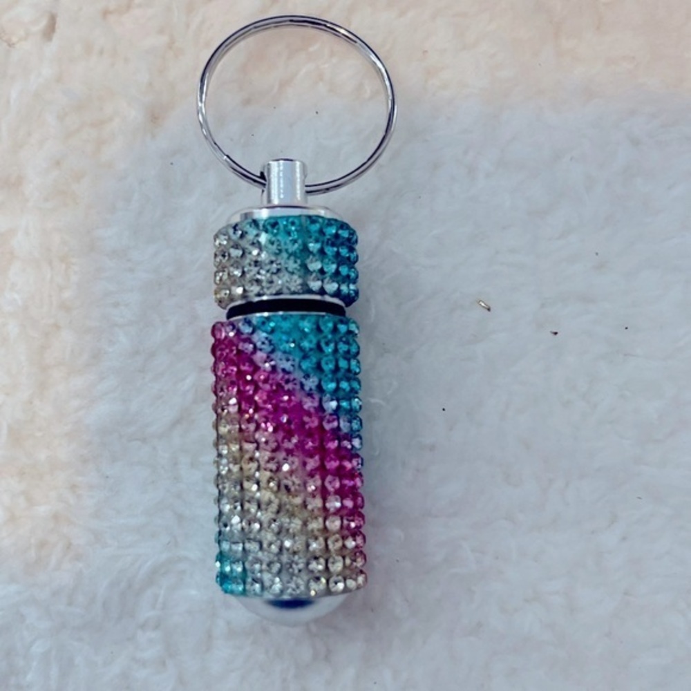 Bedazzled pill bottle keychain​